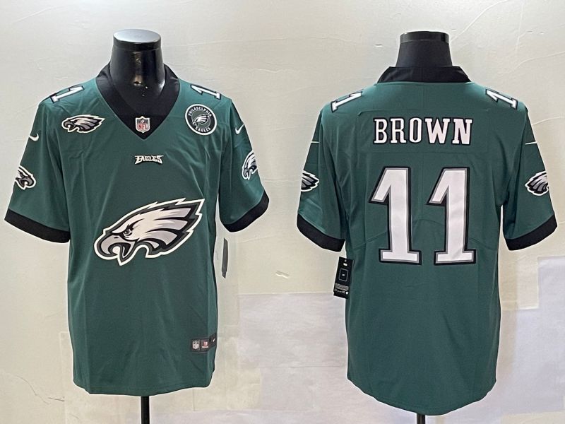 Men Philadelphia Eagles #11 Brown Green 2024 Nike Limited NFL Jersey style 01083